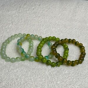 Bohemian Natural Stone Beads & Glass Beads Handmade Bracelet Set of 4 Nature